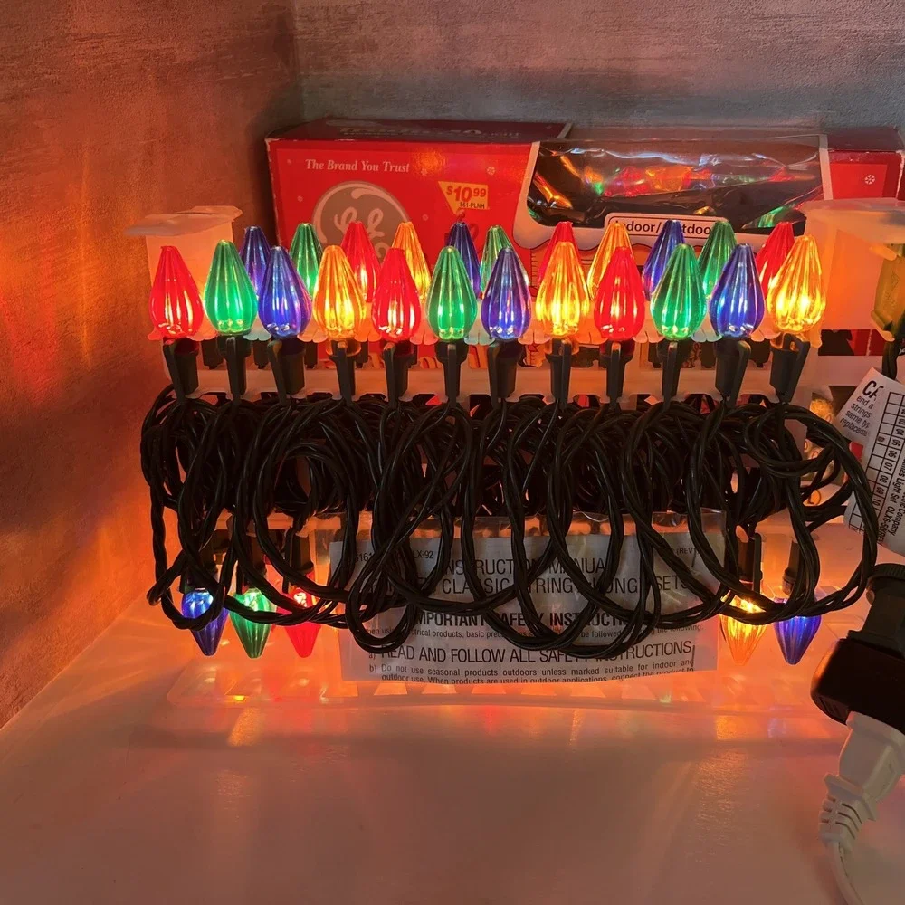 Vintage GE 50 count String-a-Long Classic Christmas Lights Assorted Color